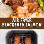 air fryer blackened salmon pin collage