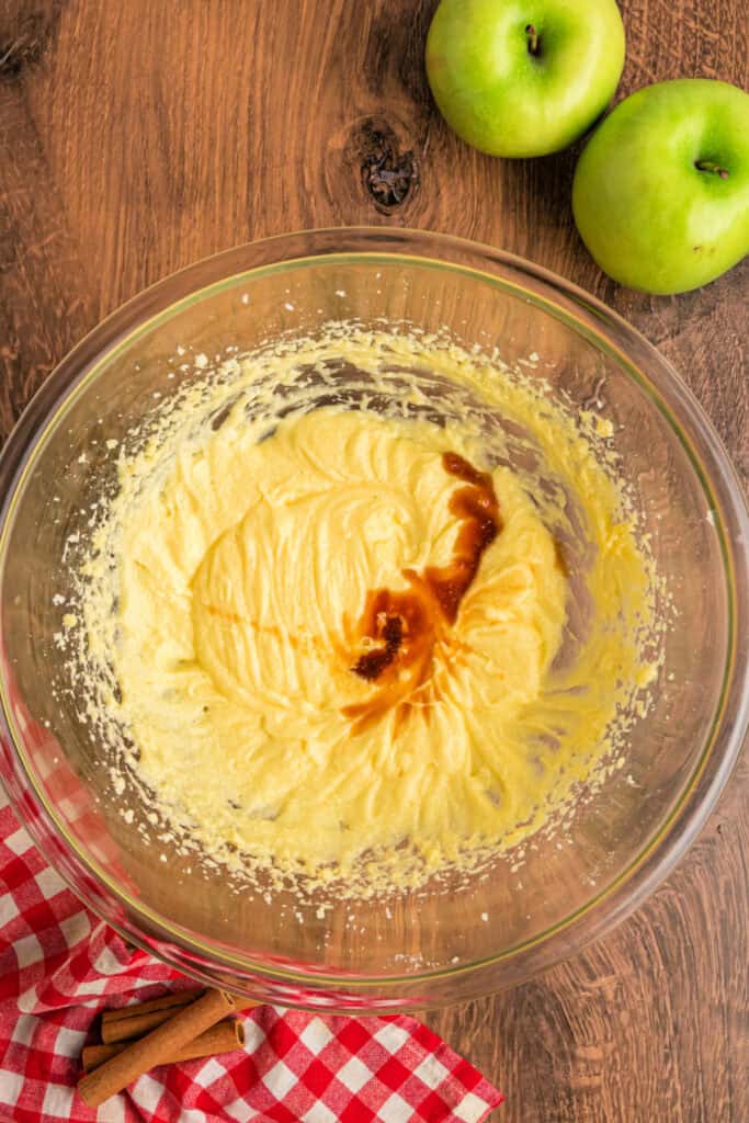 Creamed mixture with vanilla extract added before mixing into the batter.