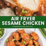 air fryer sesame chicken pin collage
