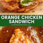 orange chicken sandwich pin collage