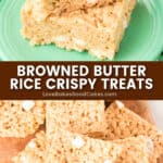 browned butter rice crispy treats pin collage
