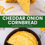 cheddar onion cornbread pin collage