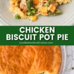 chicken biscuit pot pie pin collage