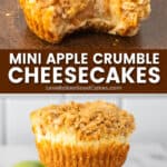 mini apple crumble cheesecakes pin collage