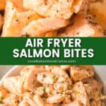 air fryer salmon bites pin collage