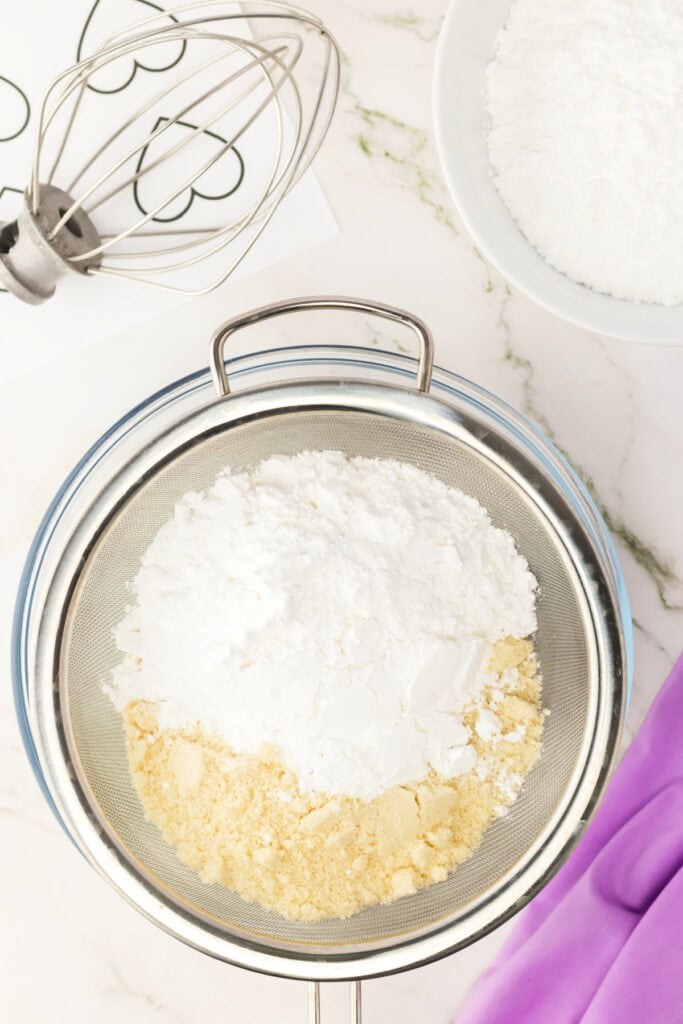 almond flour and powdered sugar sifted together through a fine mesh sieve