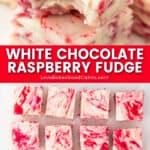 white chocolate raspberry fudge pin collage