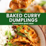 baked curry dumplings pin collage