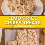 lemon rice crispy treats pin collage