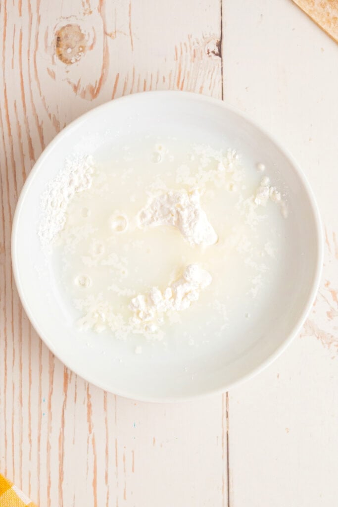 cornstarch and water mixed into slurry for sealing Big Mac Egg Rolls wrappers