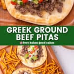 greek ground beef pitas pin collage