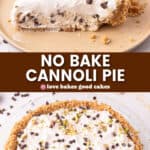 no bake cannoli pie pin collage