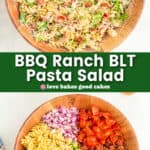 bbq ranch blt pasta salad pin collage