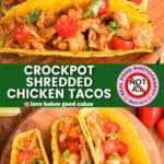 crockpot shredded chicken tacos pin collage