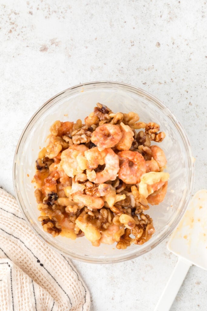 Homemade Honey Walnut Shrimp mixed with creamy sauce and candied walnuts