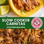 slow cooker carnitas pin collage