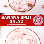 banana split salad pin collage