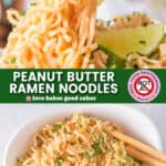 peanut butter ramen noodles pin collage