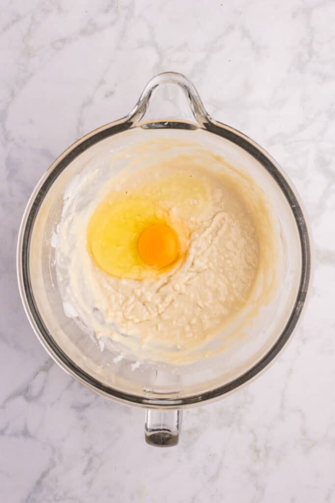 Egg added to the dough mixture for homemade hamburger buns