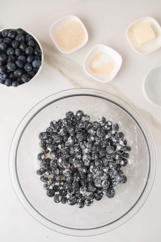Fresh blueberries tossed with sugar and cornstarch for Blueberry Galette filling