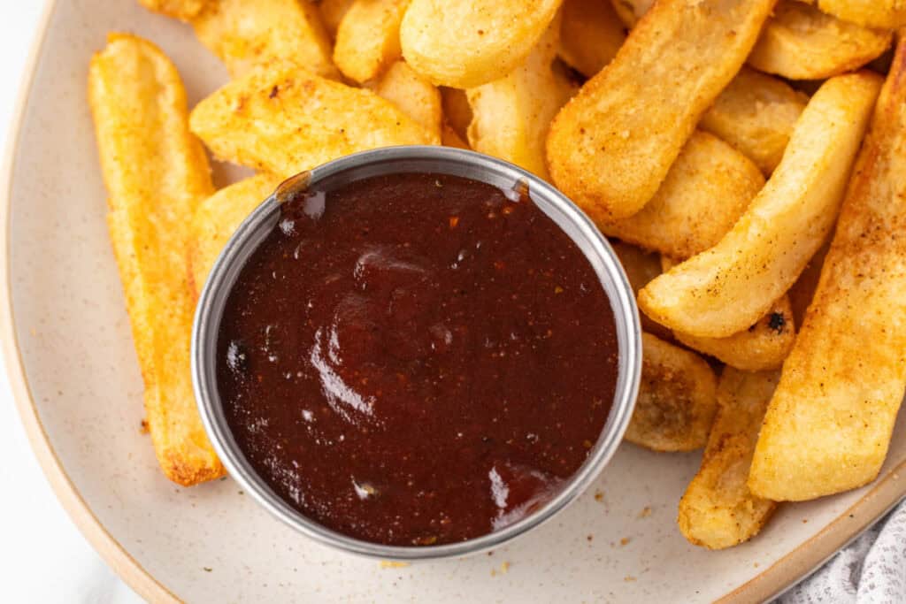 OMG Sauce served as a dipping sauce with crispy seasoned French fries