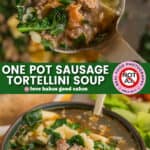 one pot sausage tortellini pin collage 1
