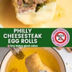 philly cheesesteak egg rolls pin collage 1