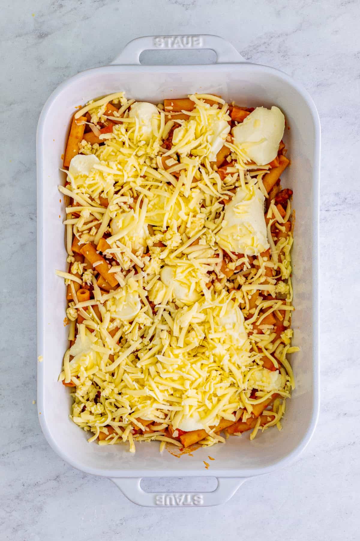 Baked ziti preparation step 10