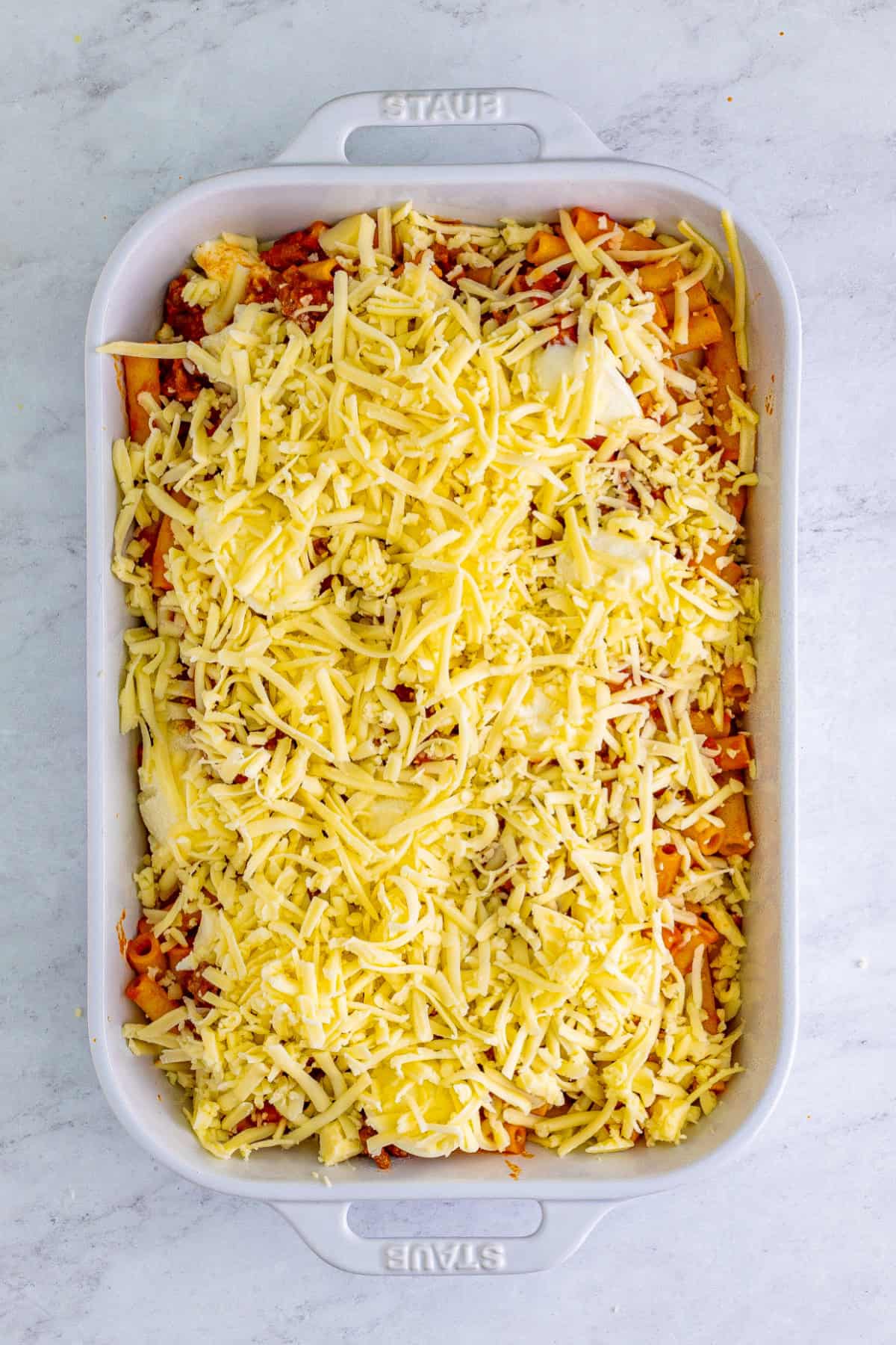 Baked ziti preparation step 14