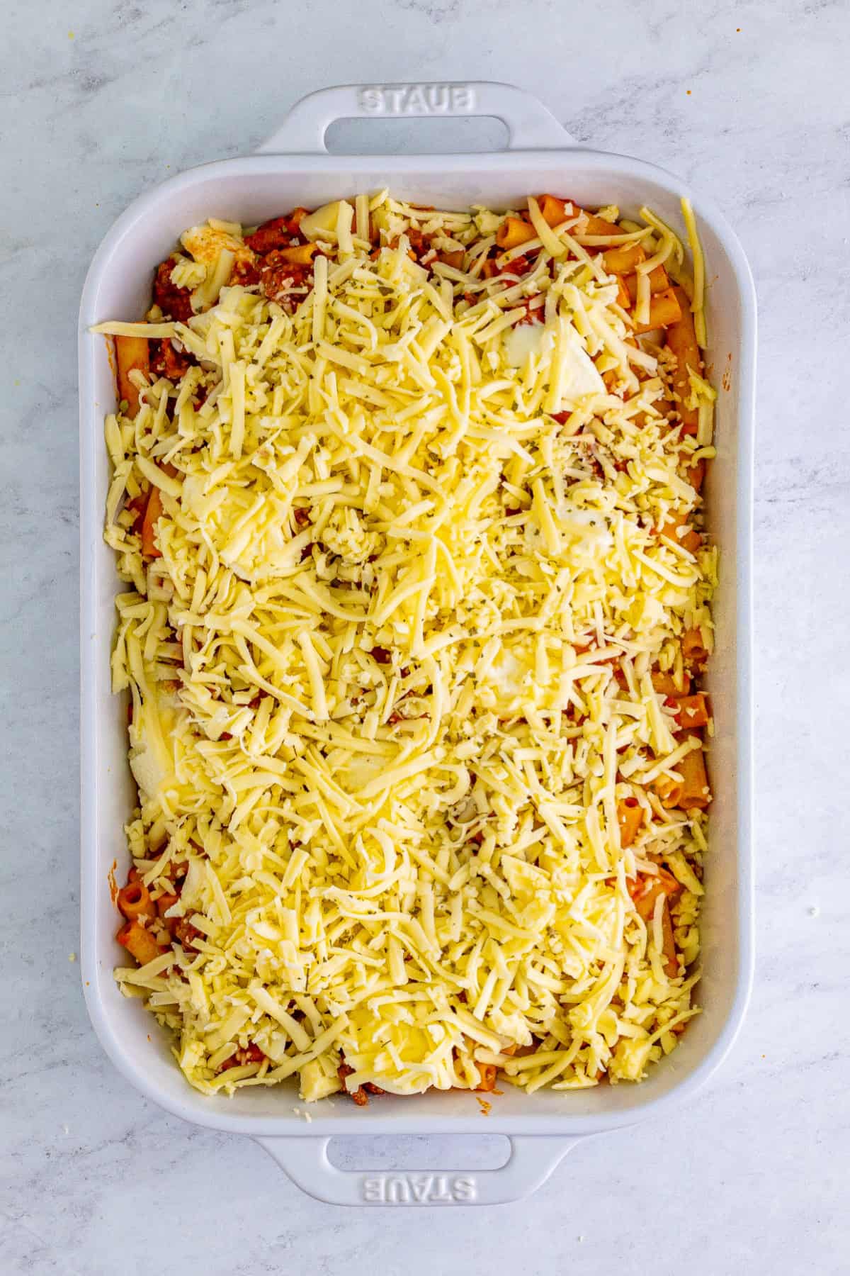 Baked ziti preparation step 15