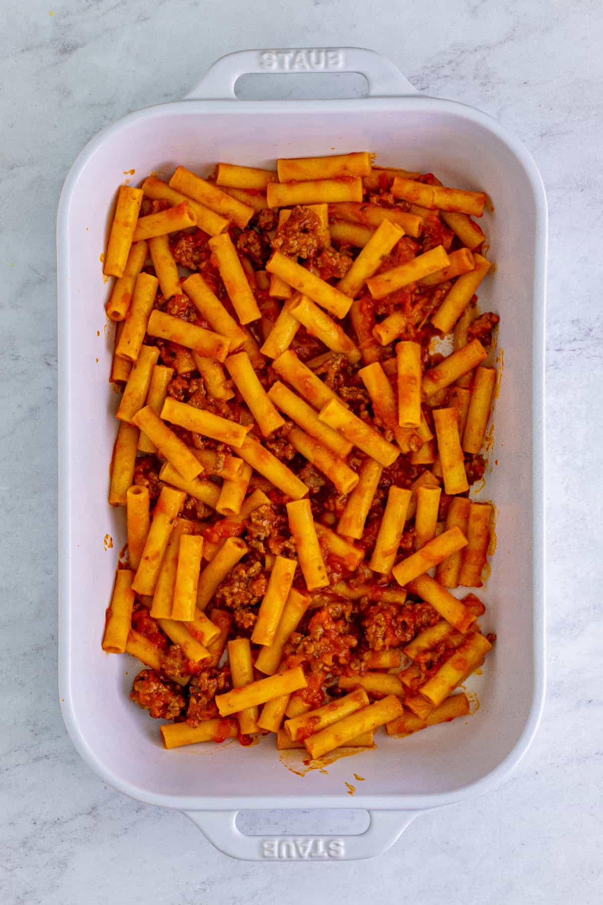 Baked ziti preparation step 8