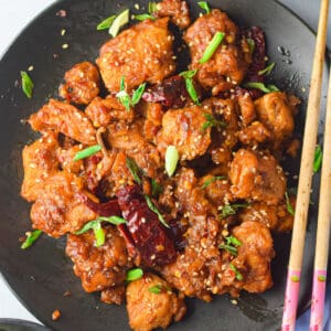 Bowl of homemade General Tso chicken