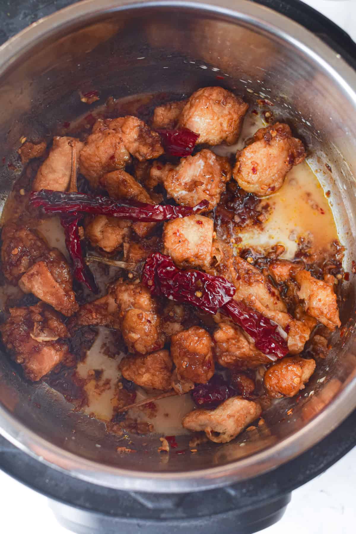 Step 10 of preparing Instant Pot General Tso chicken