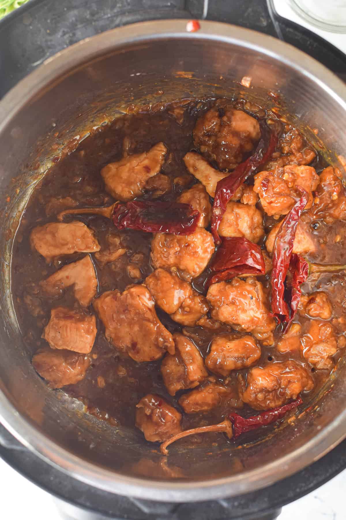 Step 11 of preparing Instant Pot General Tso chicken
