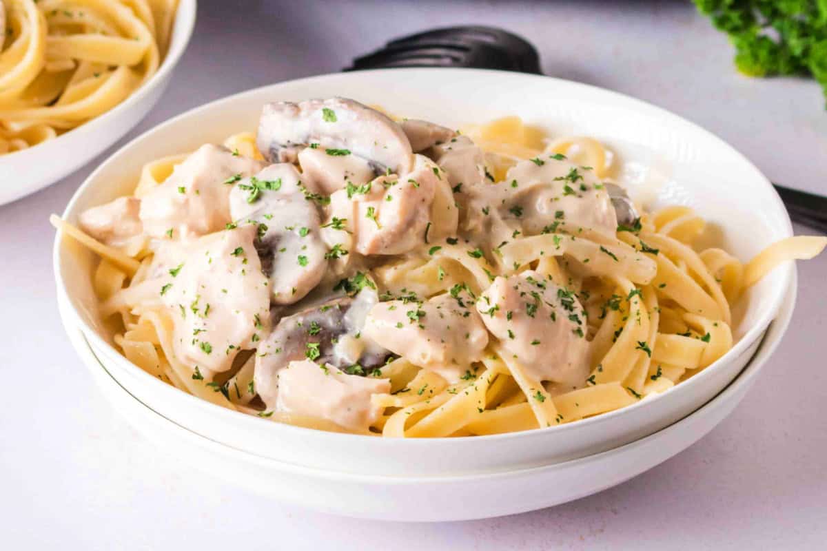 Chicken stroganoff in a creamy mushroom sauce