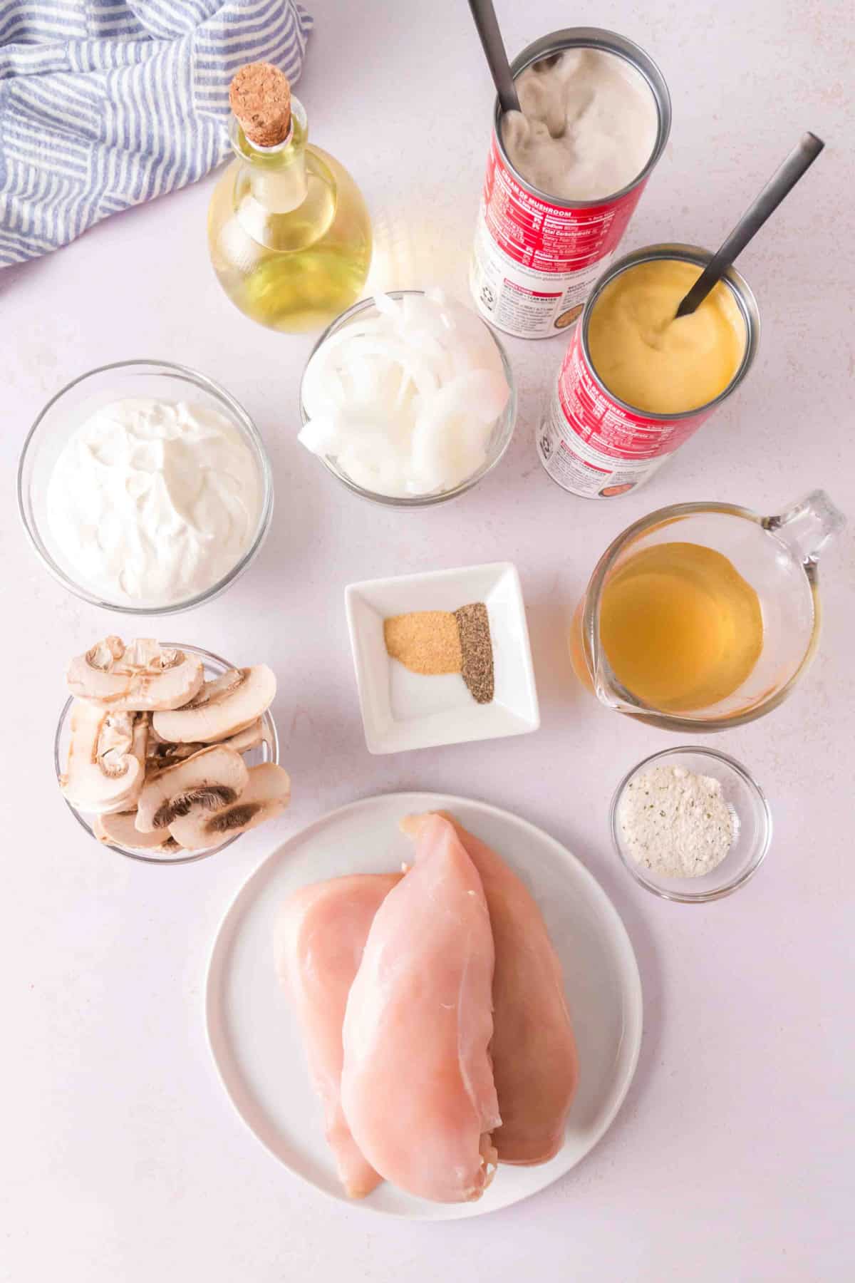 Ingredients for slow cooker chicken stroganoff