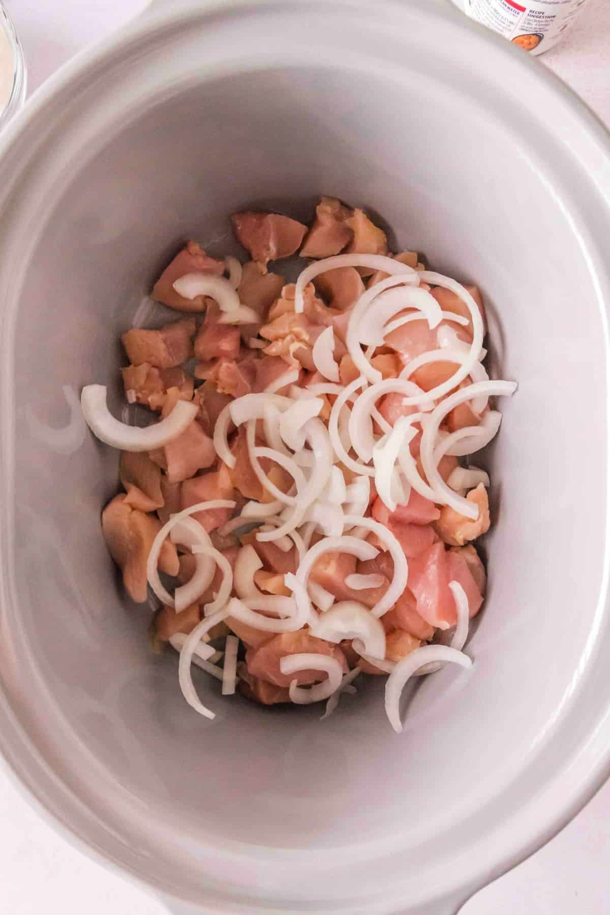 Step 2 for making slow cooker chicken stroganoff