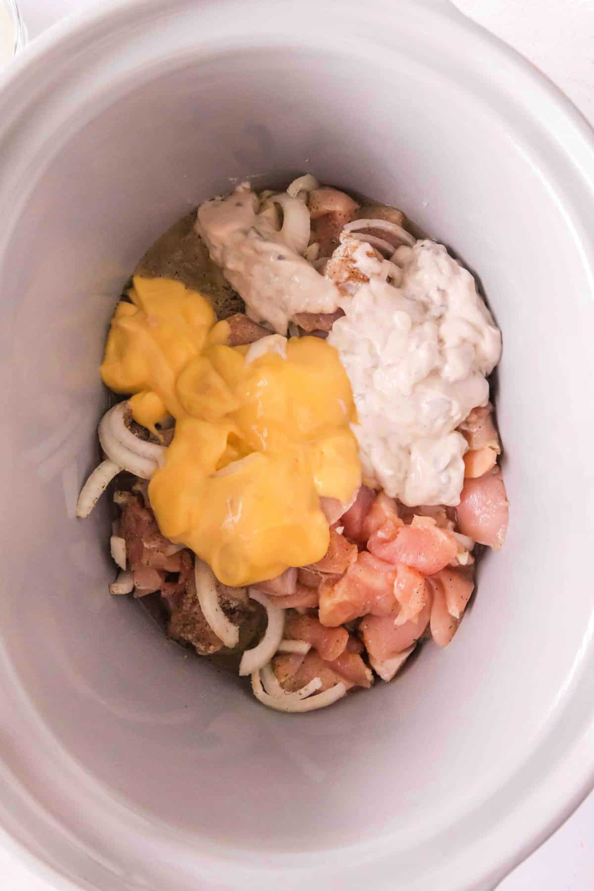 Step 4 for making slow cooker chicken stroganoff