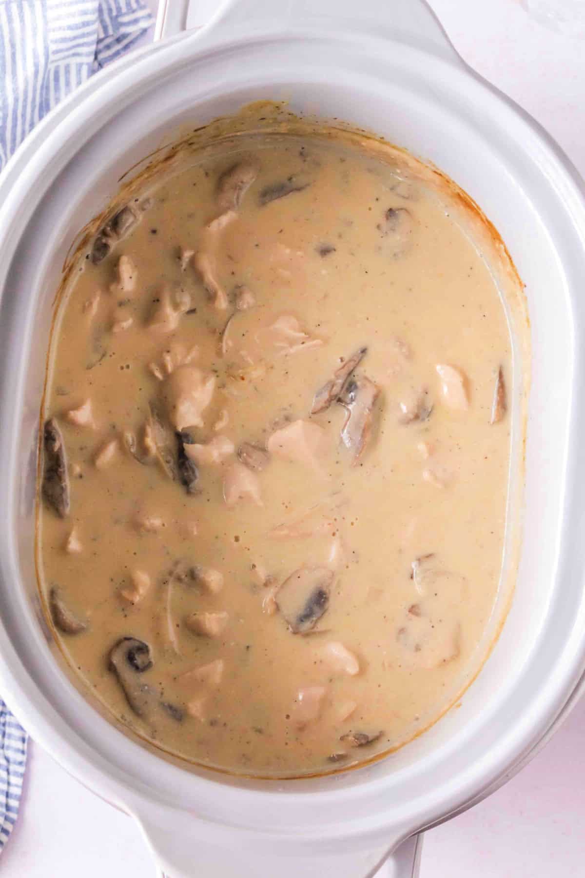 Step 5 for making slow cooker chicken stroganoff
