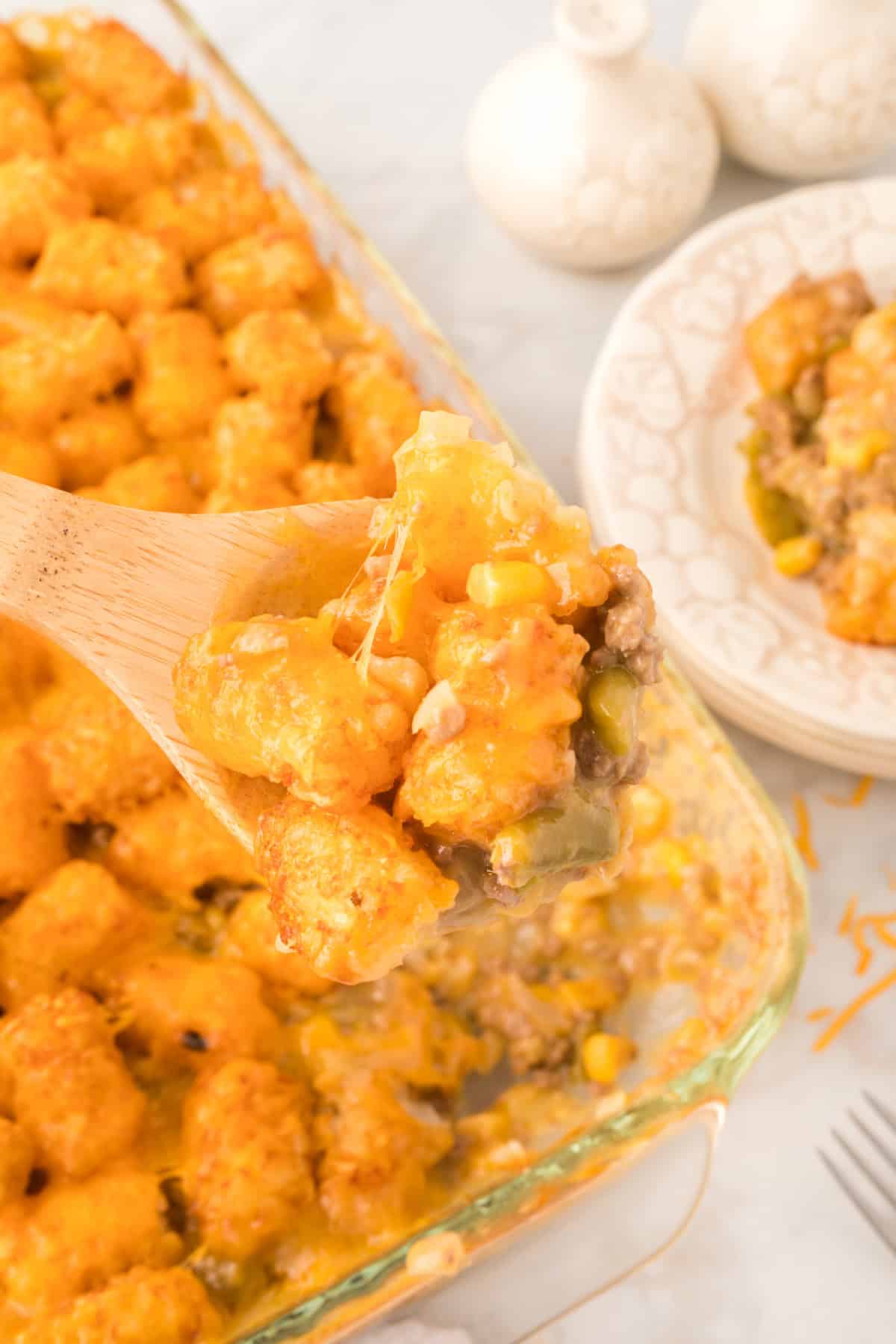 Step 11 in preparing Tater Tot Casserole