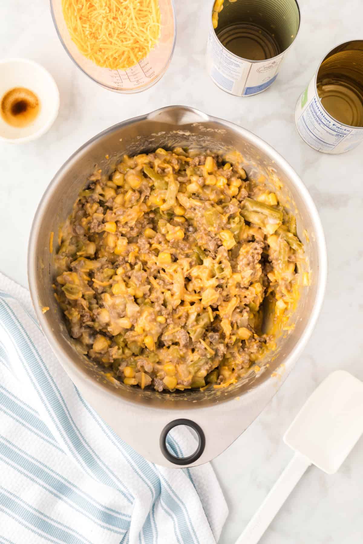 Step 5 in preparing Tater Tot Casserole