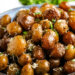 closeup of finished garlic parmesan potatoes